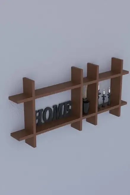 Raft perete din lemn Gozde Homs, 100 x 45 x 9 cm, maro