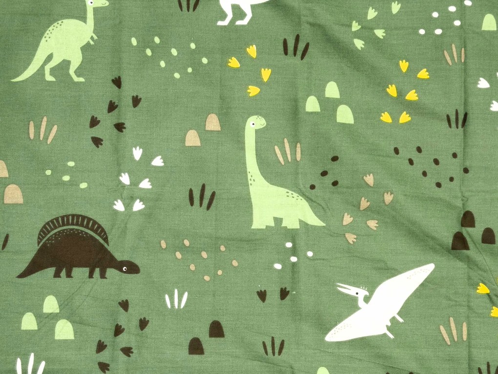 Lenjerie de pat din bumbac pentru patut DINO STEPS verde inchis Dimensiune lenjerie de pat: 45 x 65 cm | 90 x 135 cm