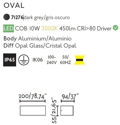 Aplica LED de exterior ambientala design modern IP65 OVAL