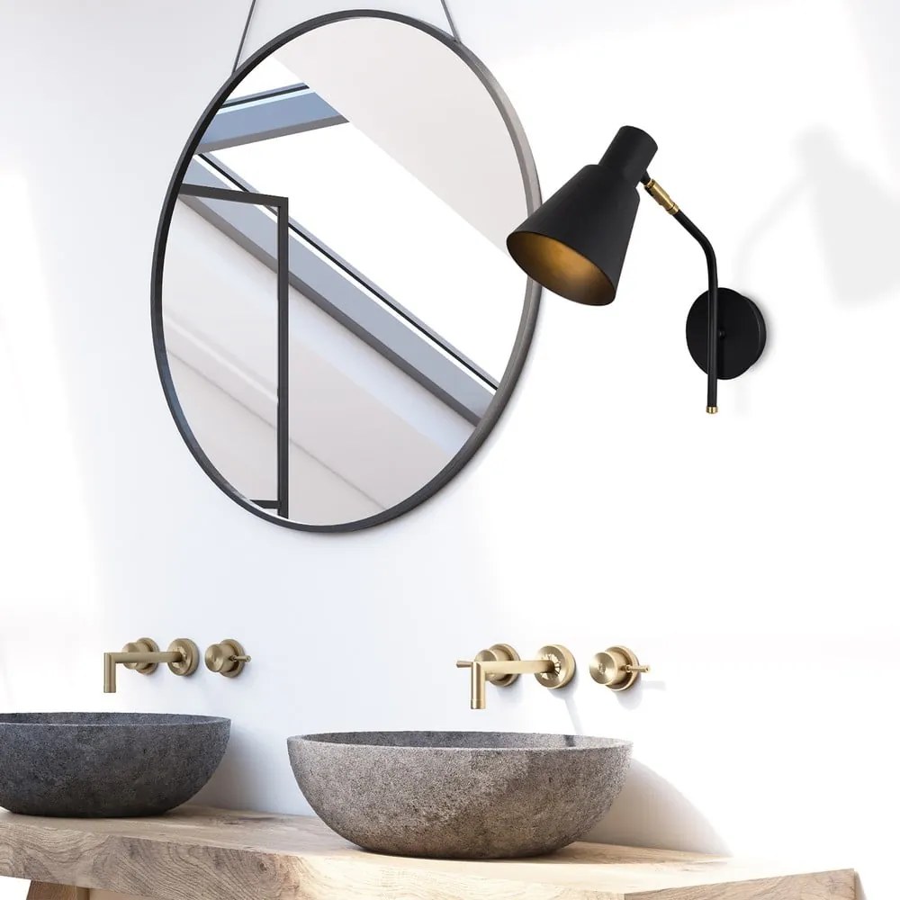 Aplică de perete neagră/aurie ø 15 cm Kem – Opviq lights