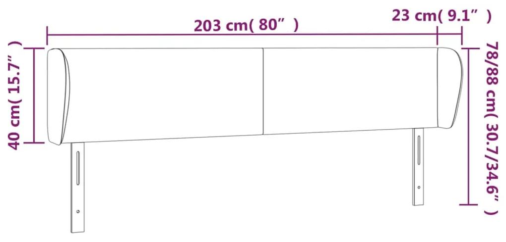 Tablie de pat cu aripioare gri inchis 203x23x78 88 cm catifea 1, Morke gra, 203 x 23 x 78 88 cm
