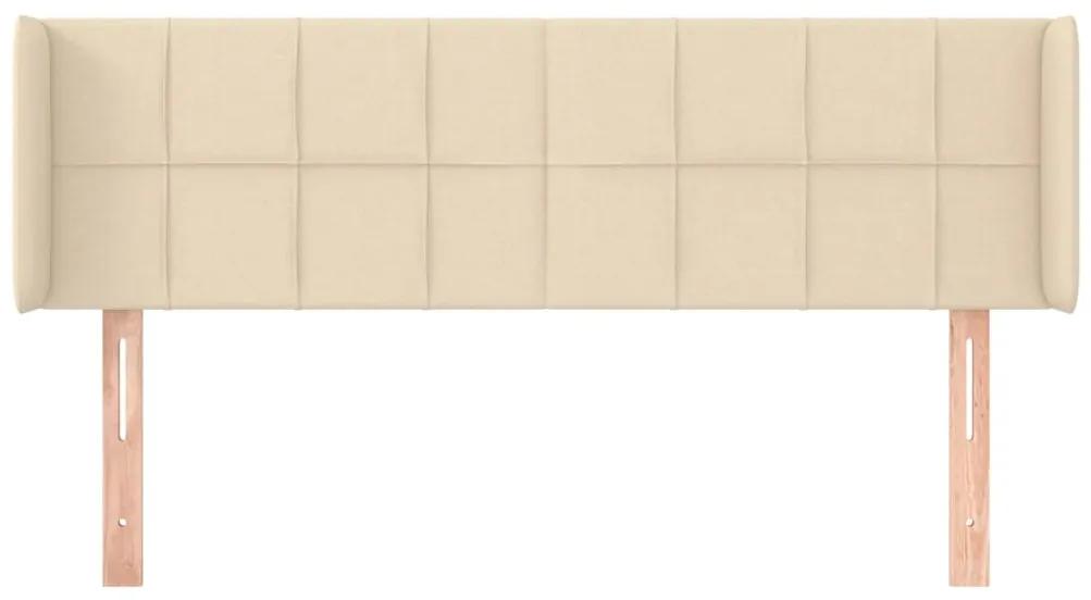 Tablie de pat cu aripioare crem 147x16x78 88 cm textil 1, Crem, 147 x 16 x 78 88 cm