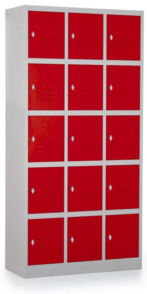 Dulap metalic - 15 cutii, 90 x 40 x 185 cm, roșu - ral 3000