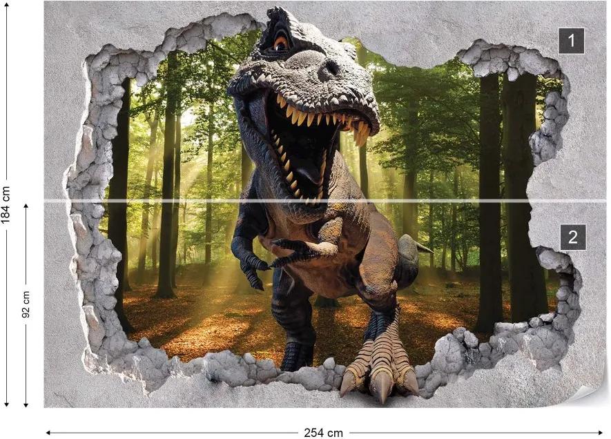 Fototapet GLIX - Dinosaur Hole In Wall 2 + adeziv GRATUIT Papírová tapeta  - 254x184 cm