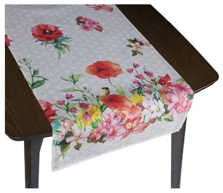 Traversă de masă Bellatex Flowers roz , 40 x 135 cm