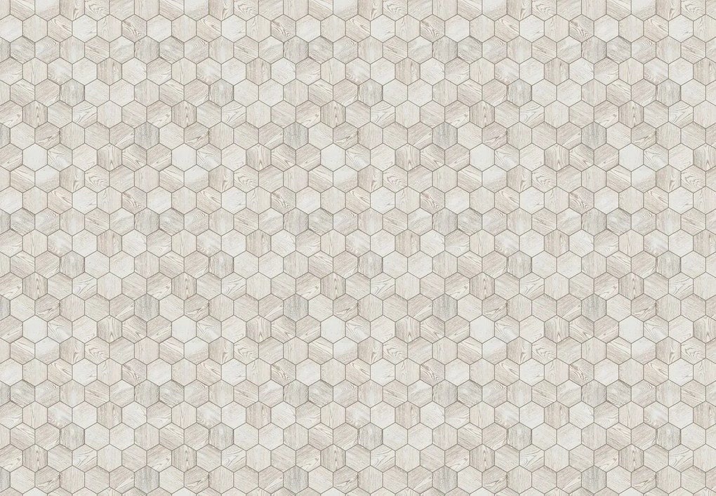 Fototapet - Hexagoane din lemn (147x102 cm)