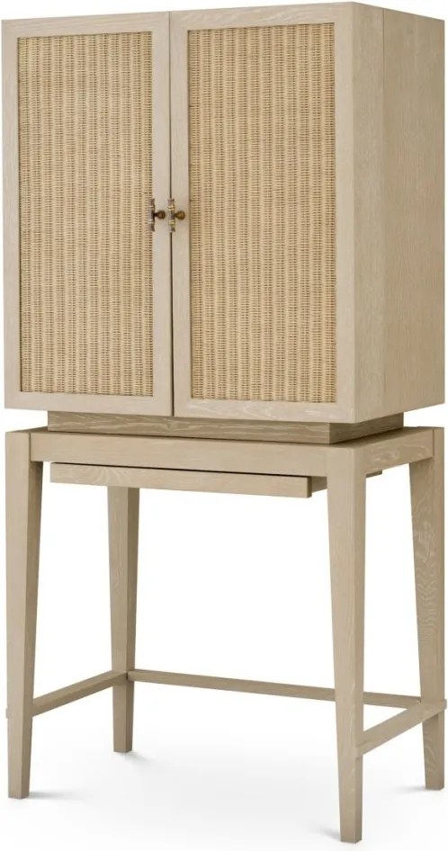 Dulap de Bar Design LUX, Lemn, Rattan, Borchard stejar albit