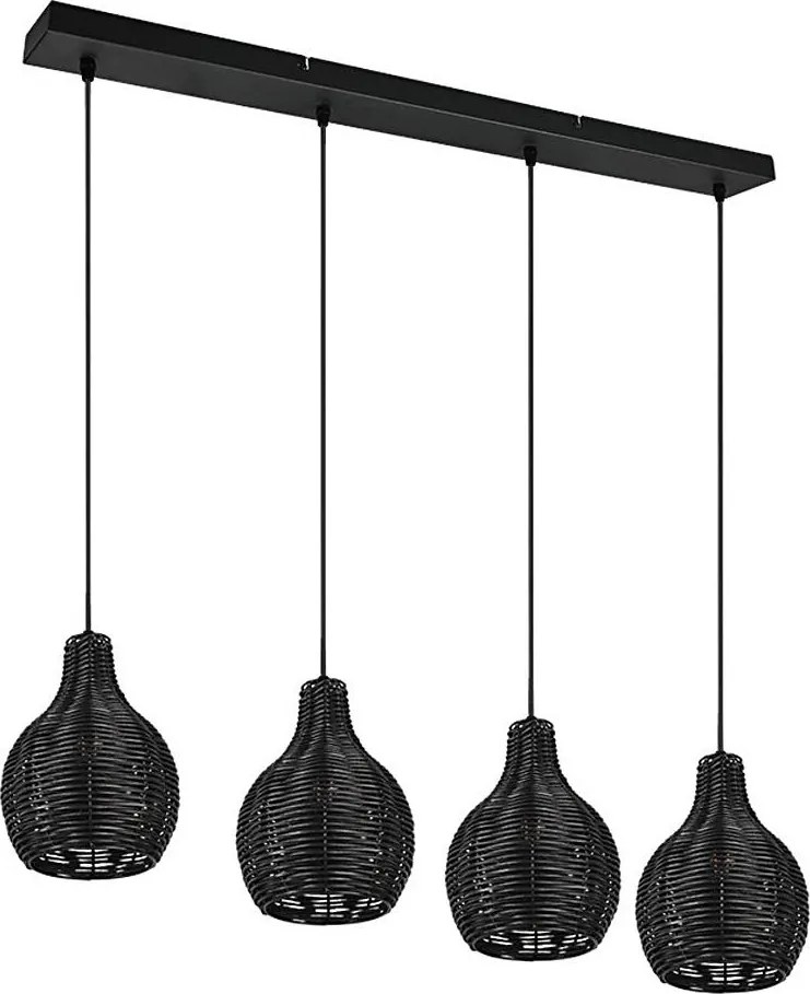 Reality - Lustră pe cablu SPROUT 4xE14/30W/230V negru/ratan