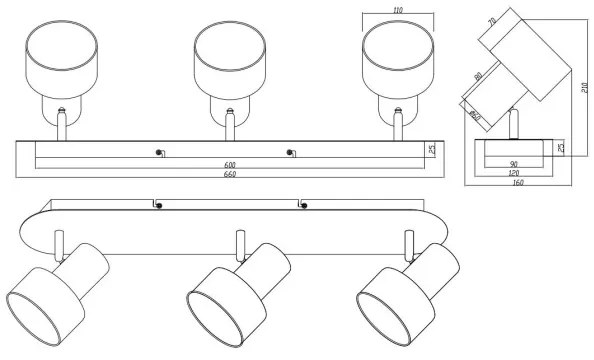 Spot WAILER 3xGU10/5W/230V crom mat Trio