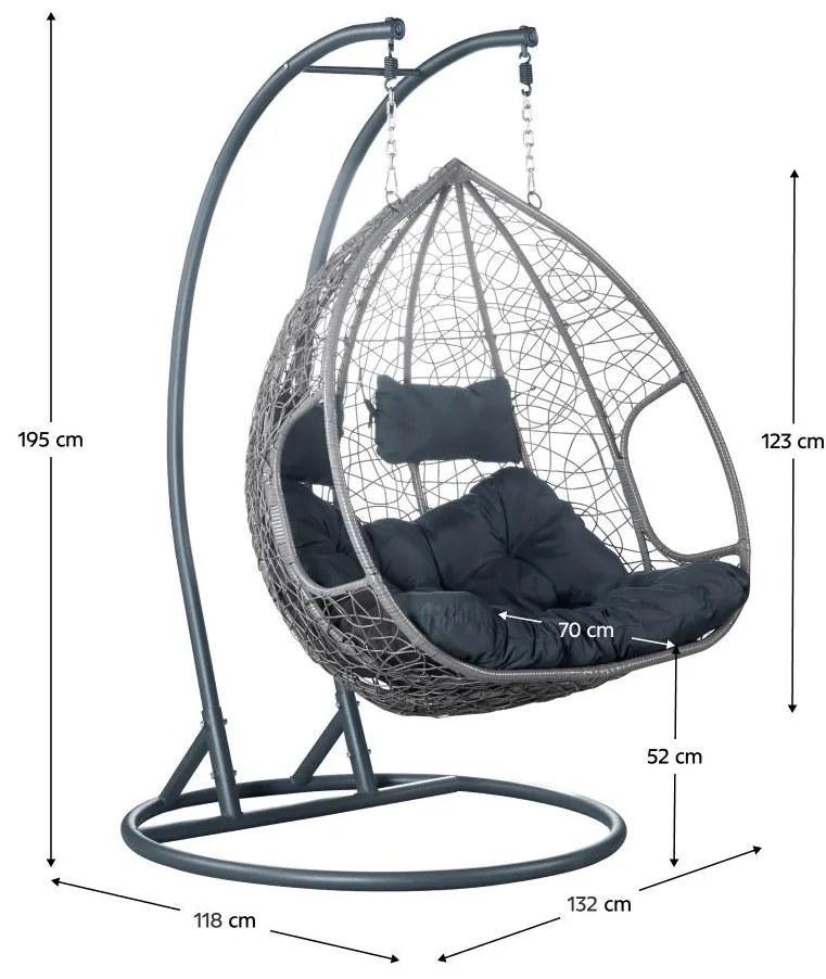 Fotoliu dublu suspendat Deber (gri) . 1116294