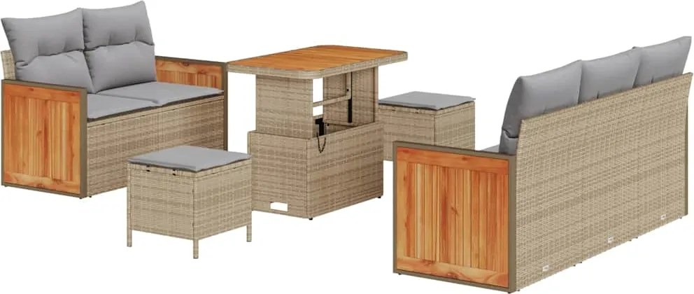 vidaXL Set de canapele pentru grădină 8 pcs Beige și gri deschis