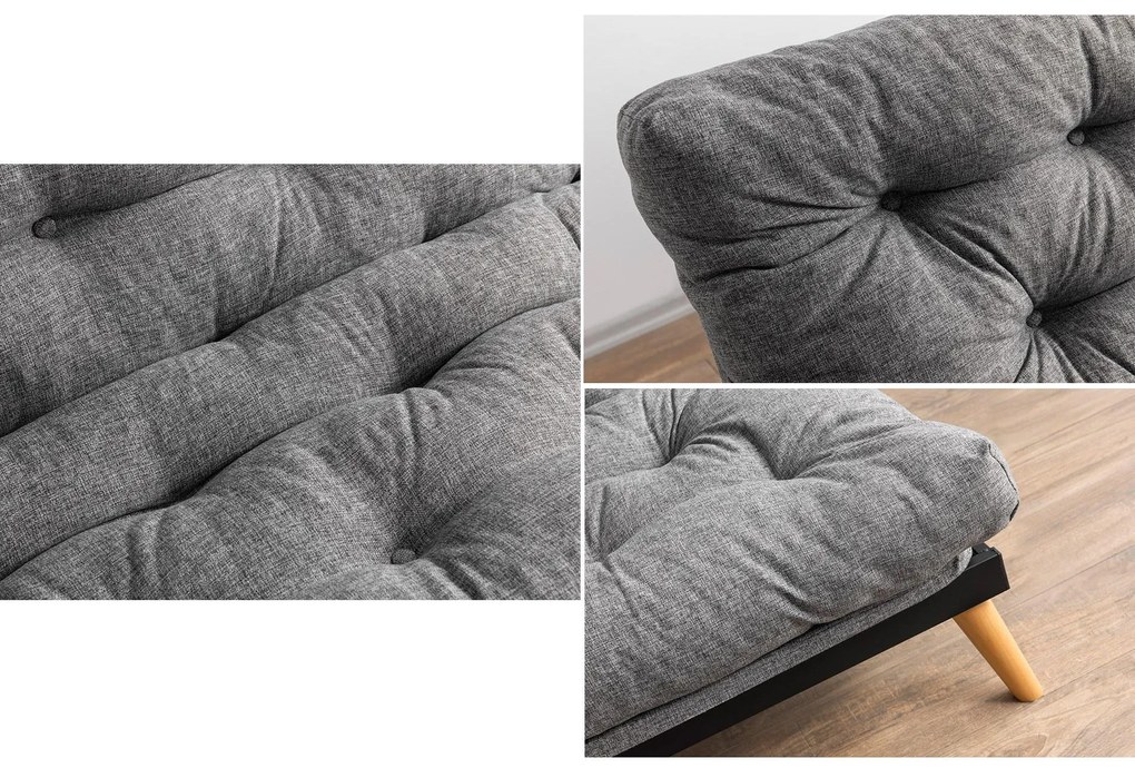 Canapea extensibilă Sakotta (gri deschis + Lemn). 1107027