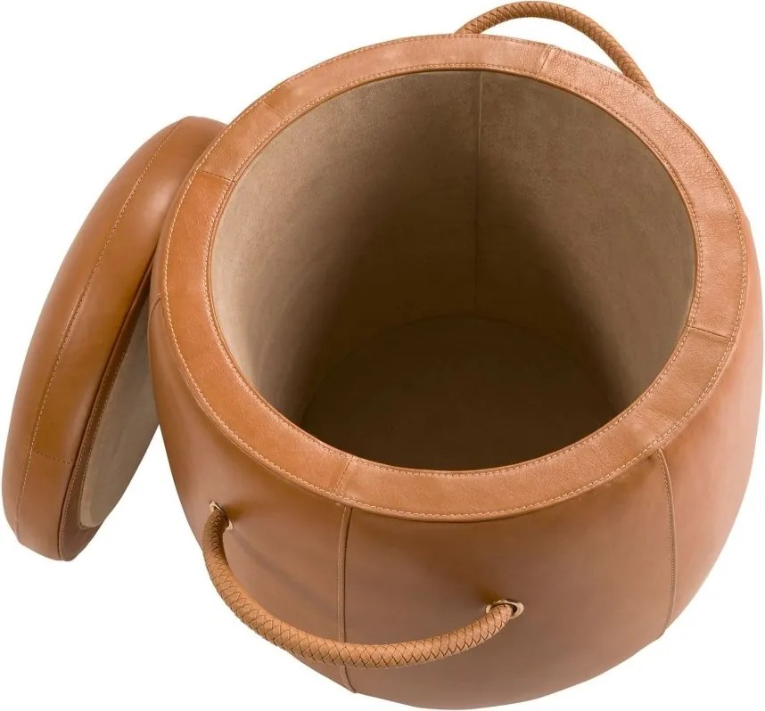Taburete cu spatiu de depozitare LUX design italian Cowhide camel