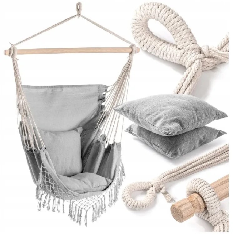 Scaun suspendat gri PALAK cu suport negru