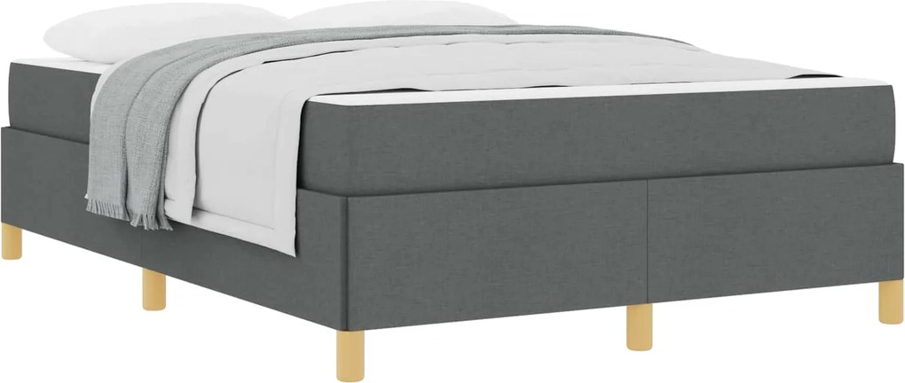 vidaXL Cadru de pat cu saltea Gri închis 140 x 190 cm țesătură