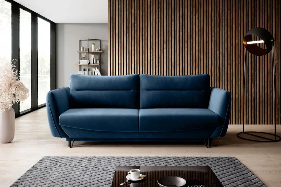 Canapea tapitata, extensibila, cu spatiu pentru depozitare, 236x90x95 cm, Silva 01, Eltap (Culoare: Albastru / Lukso 40)