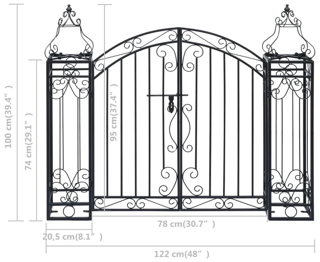 Poarta de gradina ornamentala, 122 x 20,5 x 100 cm, fier forjat 1, 122 x 20.5 x 100 cm