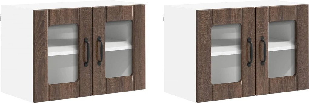 vidaXL Dulapuri de perete pentru bucătărie cu ușă 2 pcs Stejar închis