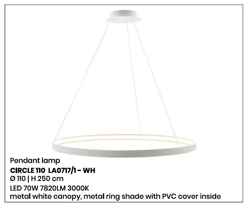 Lustra LED suspendata design modern circular CIRCLE 110, alb LA0717/1 - WH ZL