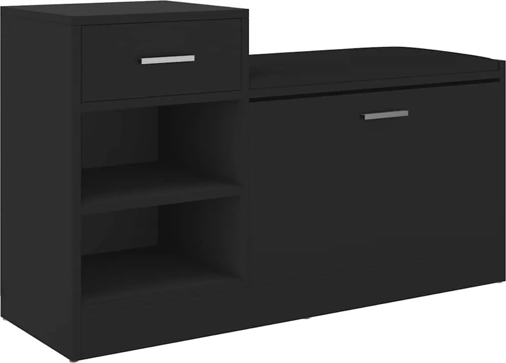 vidaXL Banchetă pantofar, negru, 94,5x31x57 cm, lemn prelucrat