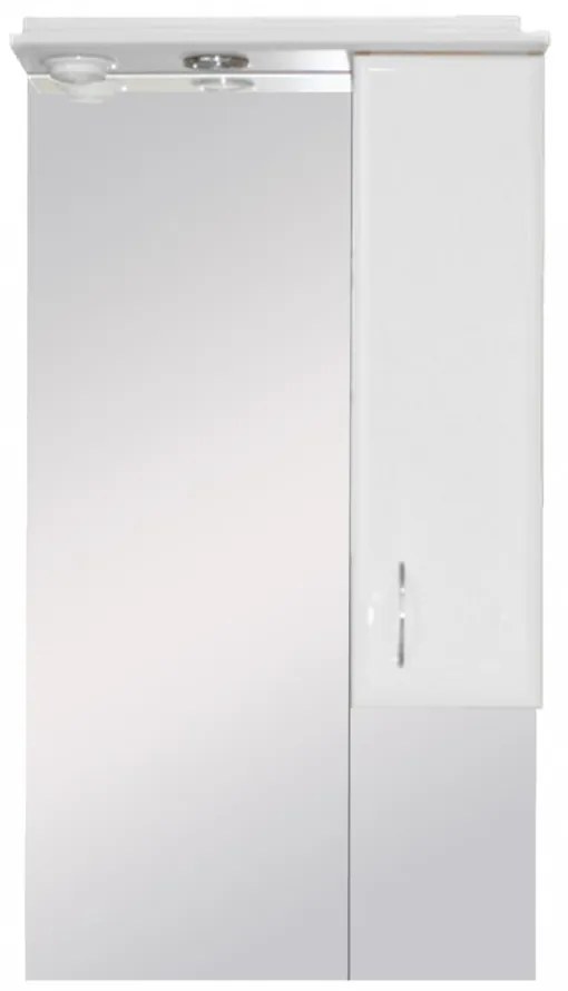 Dulap suspendat pentru baie Bianca Plus 55, alb lucios, deschidere pe dreapta