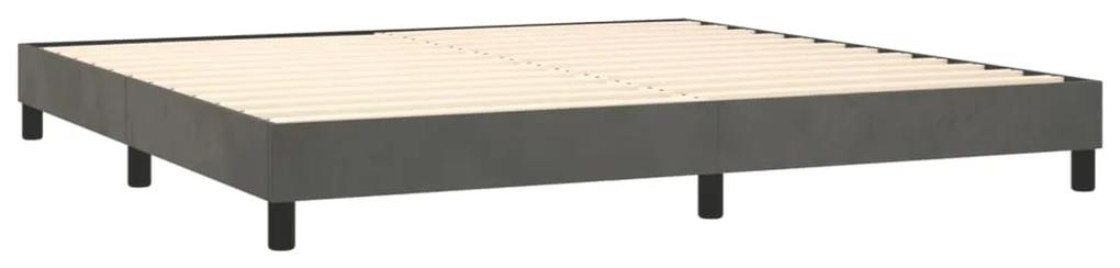 Pat box spring cu saltea, gri inchis, 200x200 cm, catifea Morke gra, 25 cm, 200 x 200 cm