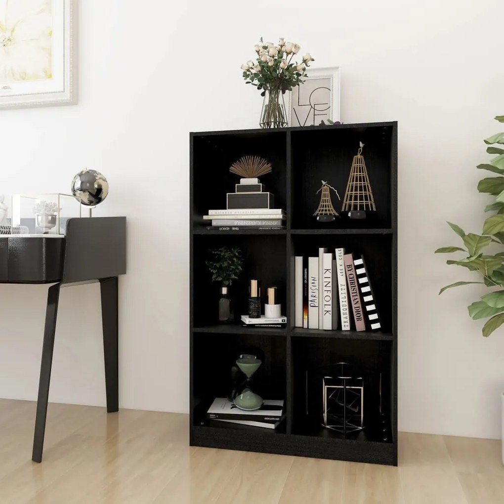809958 vidaXL Bibliotecă, negru, 70x33x110 cm, lemn masiv de pin