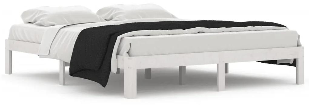 810376 vidaXL Cadru de pat, alb, 160x200 cm, lemn masiv de pin