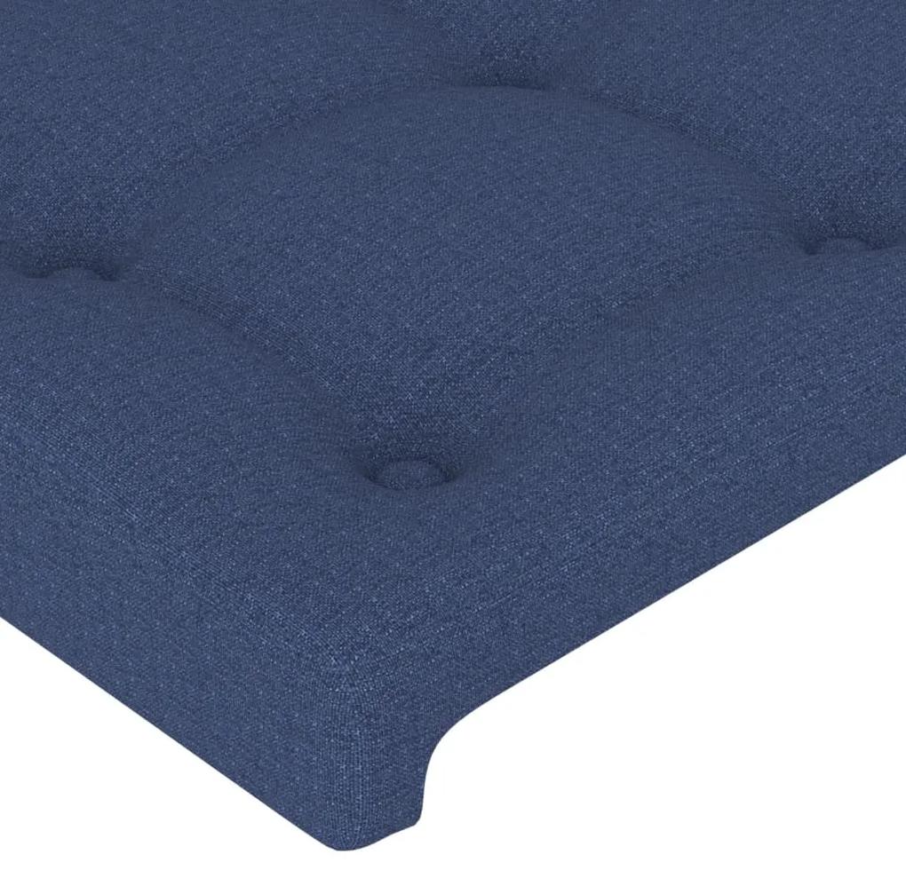 Cadru de pat cu tablie, albastru, 140x200 cm, textil Albastru, 140 x 200 cm, Nasturi de tapiterie