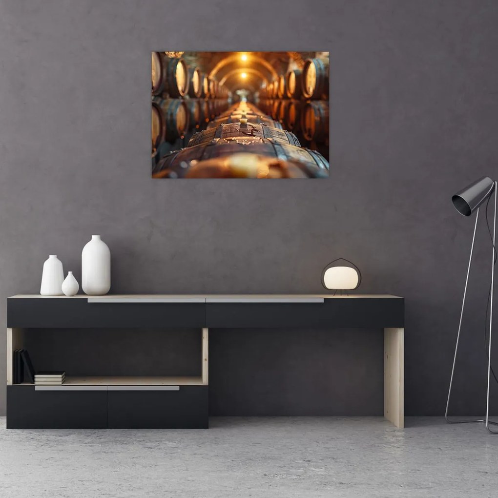 Tablou pe sticlă - Pivniță de vinuri (70x50 cm)