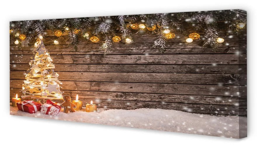 Tablouri canvas Crăciun decorare copac zăpadă