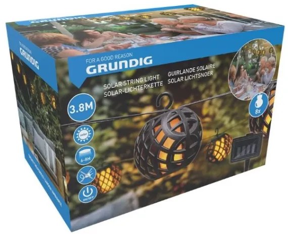 Lanț LED solar 3,8m 8xLED/1,2V