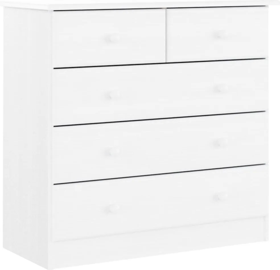 vidaXL Comodă cu sertare ALTA, alb, 77x35x73 cm, lemn masiv de pin