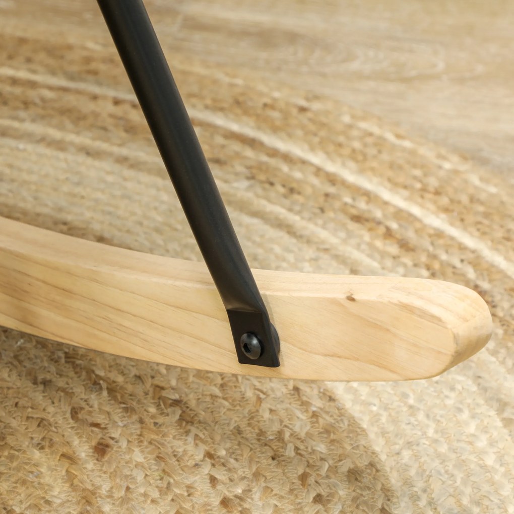 HOMCOM Fotoliu cu leagăn, formă ergonomică, leagăne din lemn solid, până la 120 kg, Albastru deschis | Aosom Romania