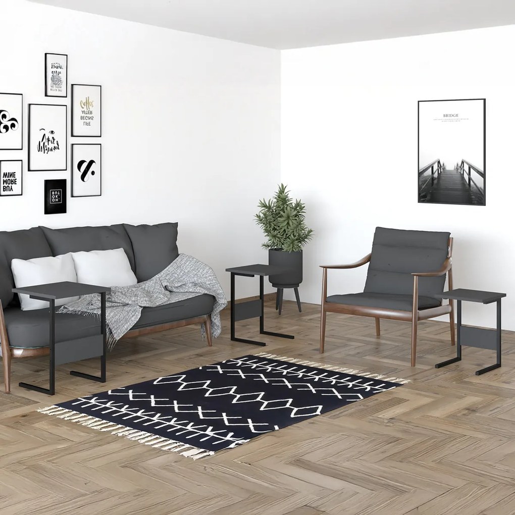 Masă pliantă Sali Black, 3 buc