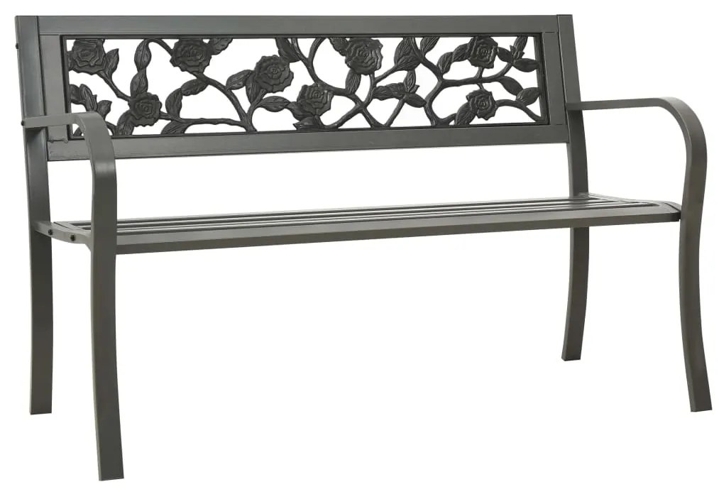 312038 vidaXL Bancă de grădină, gri, 125 cm, oțel