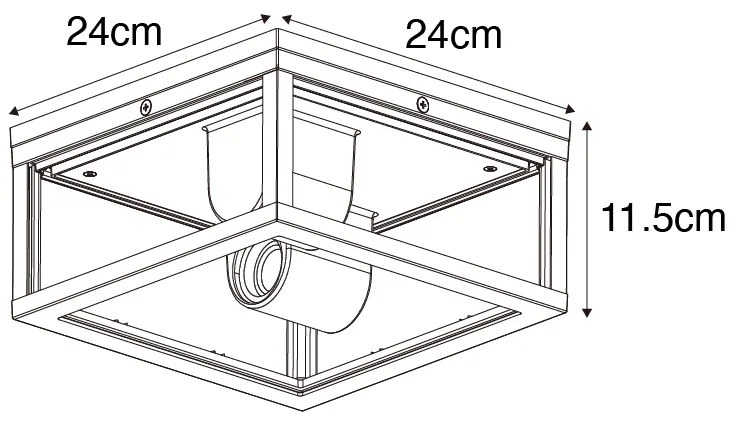 Plafonieră industrială maro ruginiu IP44 cu 2 lumini - Charlois