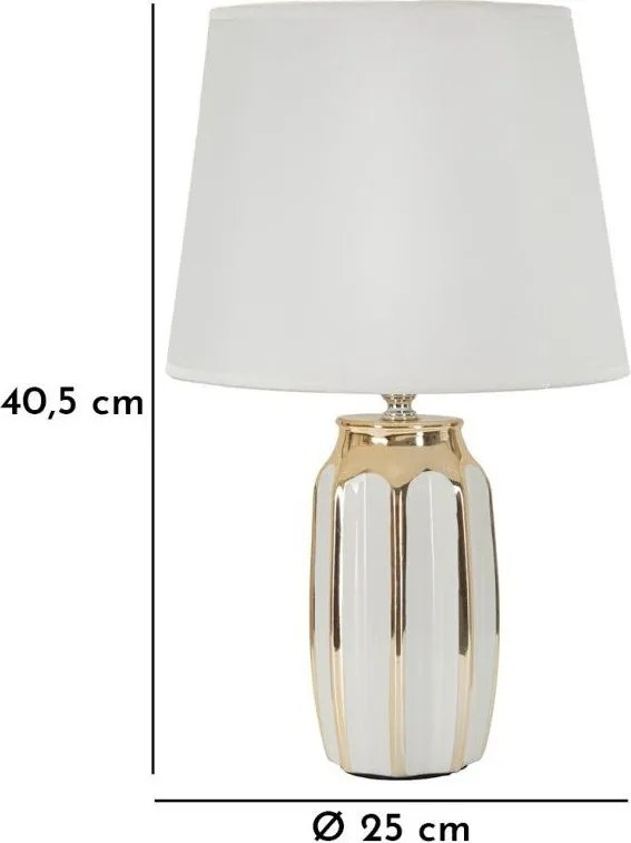 Veioză albă-aurie din ceramică cu abajur textil (înălțime 40,5 cm) Cassy – Mauro Ferretti