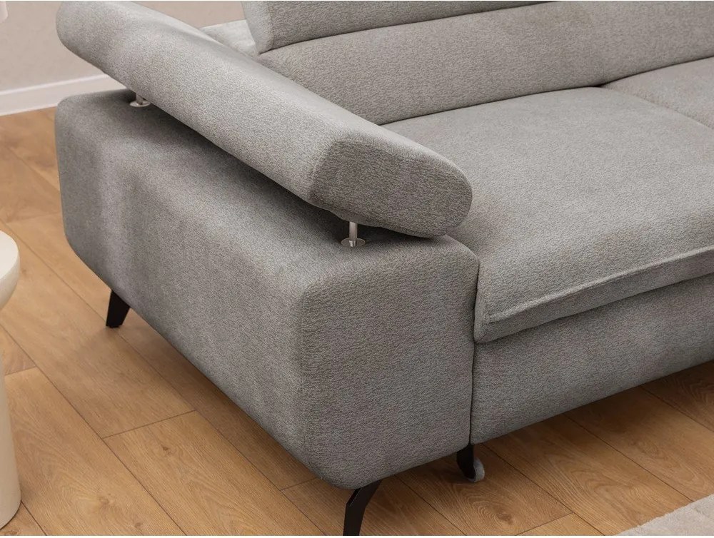 Colțar gri deschis cu tapițerie din chenille (cu colț pe partea dreaptă/în formă de ”L”) Marbeya – Ropez