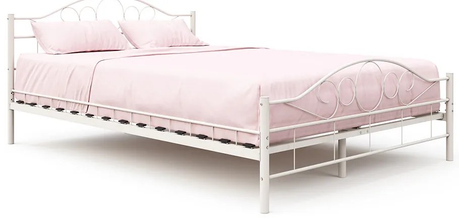 Cadru pat metalic Mimi cu grilaj cadou-alb-140x200cm