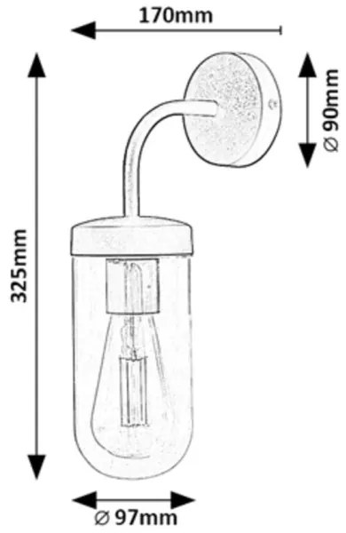 Aplică pentru baie YAGO 1xE27/60W/230V neagră Rabalux 3310