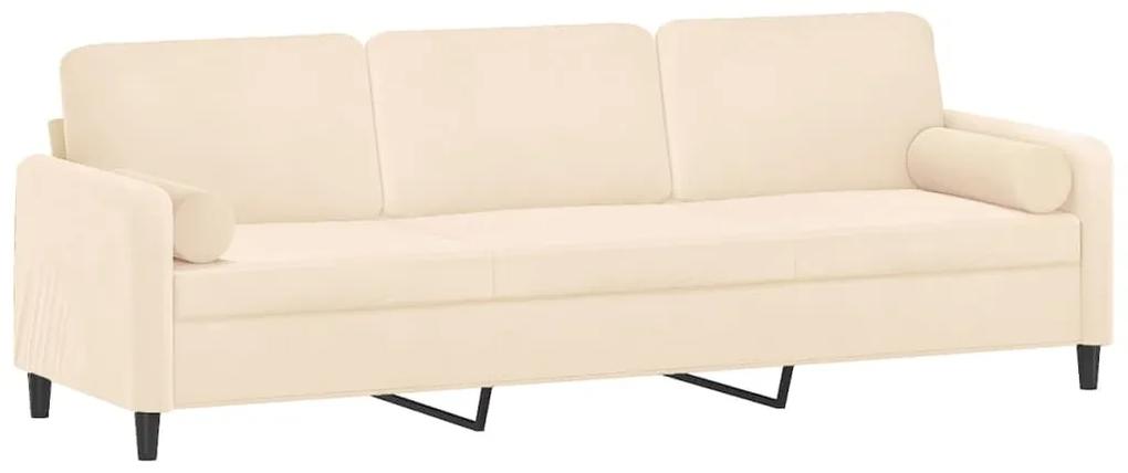 Canapea 3 locuri cu pernepernute, crem, 210 cm, catifea Crem, 228 x 77 x 80 cm