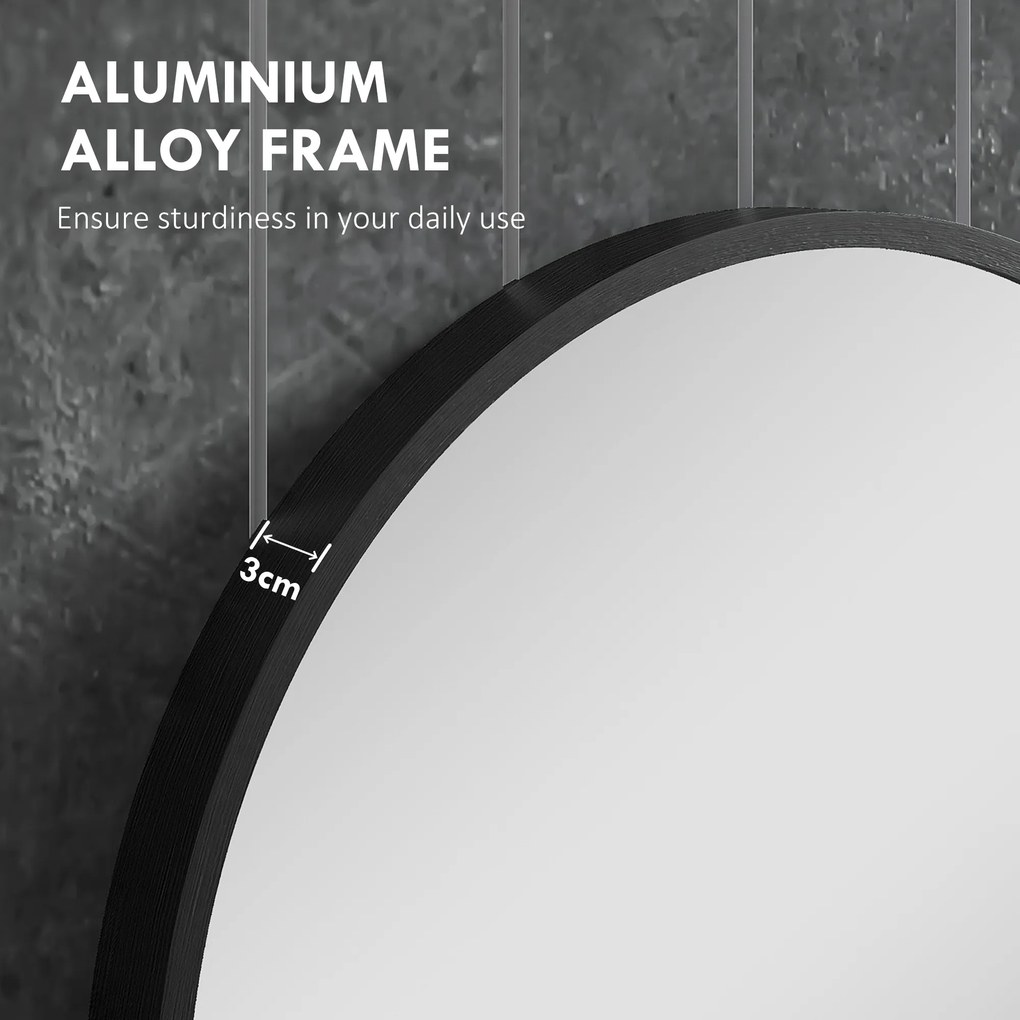 HOMCOM Oglindă pentru Baie cu Ramă din Aluminiu, 40x70 cm, Negru | Aosom Romania