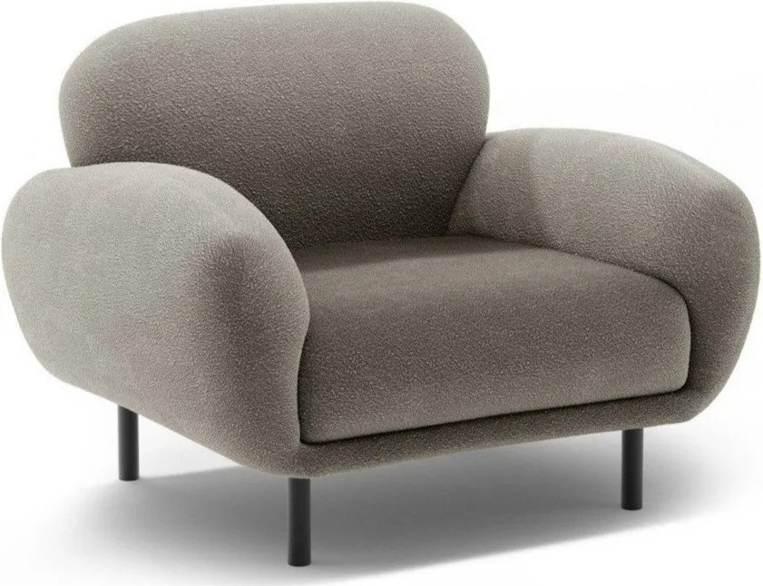 Fotoliu gri cu tapițerie din țesătură bouclé Poppy – Micadoni