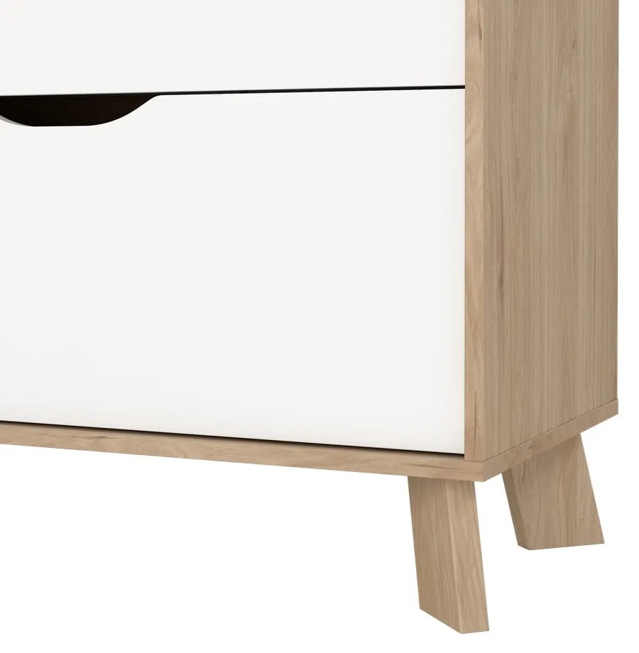 Comodă albă-în culoare naturală cu aspect de lemn de stejar 79x92x40 cm Ikast – Tvilum