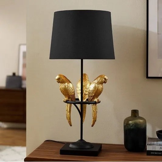 Veioza, Lampa de masa Wildlife Papagal 75cm, auriu