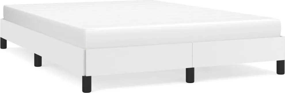 vidaXL Cadru de pat, alb, 140x190 cm, piele ecologică