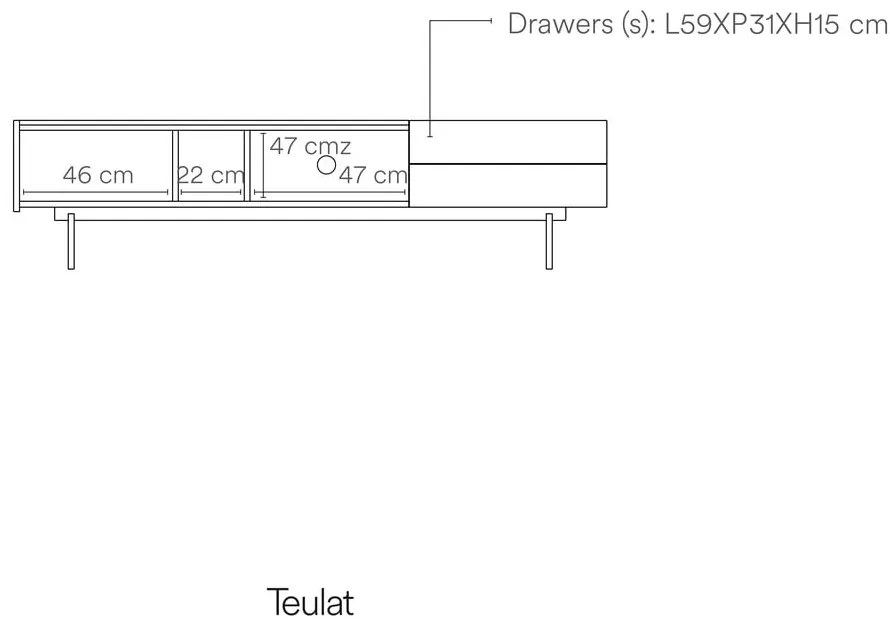 Comodă TV bej-natural cu aspect de lemn de stejar 180x45 cm Otto – Teulat
