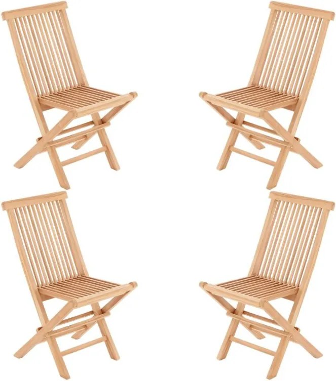 Scaun pliabil din tec din lemn 4x , DIVERO