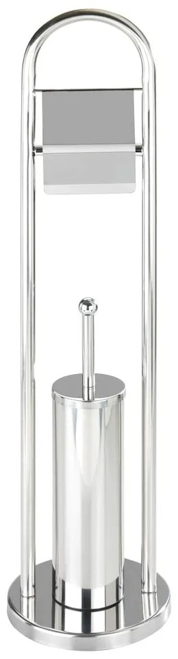 Perie de toaletă cu suport pentru hârtie Wenko Vasto, argintiu